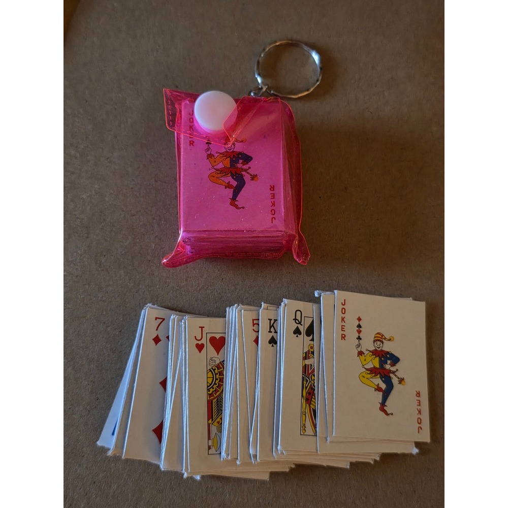 Mini Playing Cards Keychain Tiny Deck of Cards Playable Portable Pink